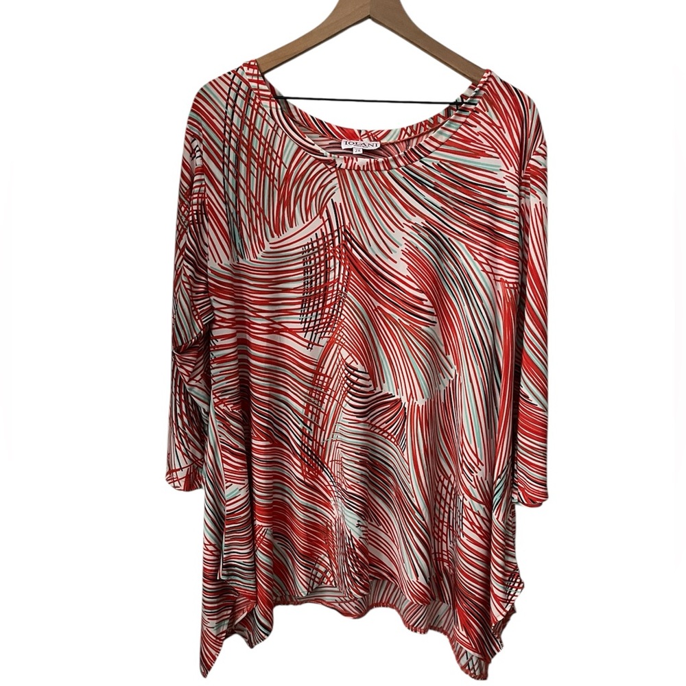 ‘Iolani Hawaiian Abstract Palm Top Tunic Blouse 2X